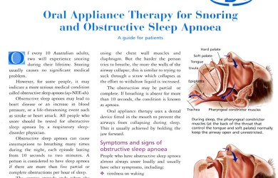 Oral appliance therapy for snoring and obstructive sleep apnoea